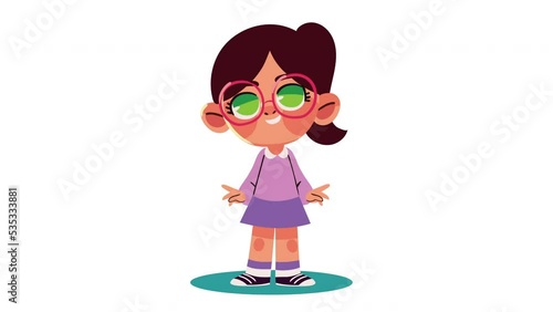 little girl wearing eyeglases animation photo