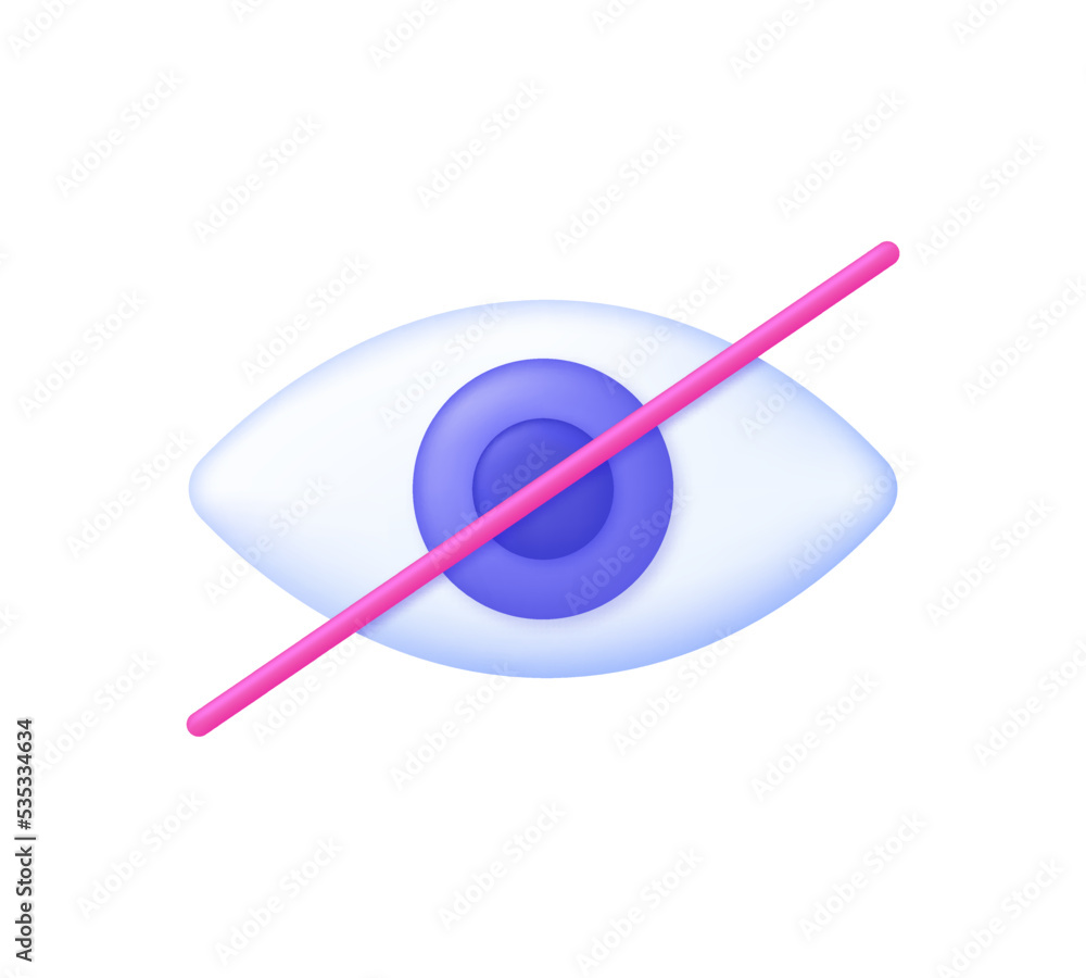3D Hide icon. Invisibility concept. No view. Off. Unseen sign. 3D Hide icon. Invisibility concept. No view. Off. Unseen sign.
