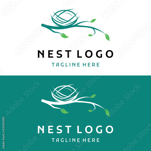 Bird's nest hipster logo creative design vector illustration template.