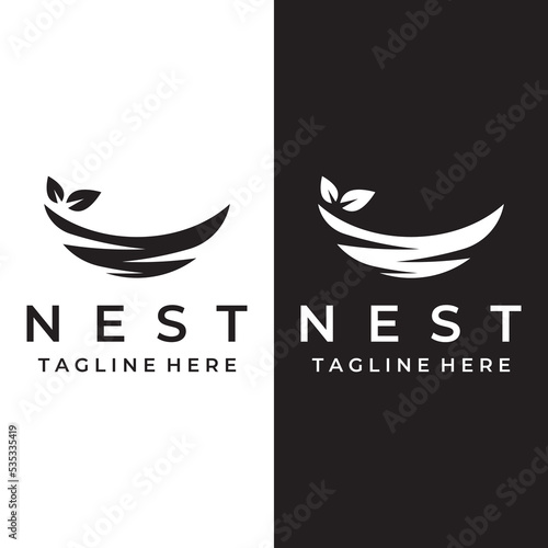 Bird's nest hipster logo creative design vector illustration template.