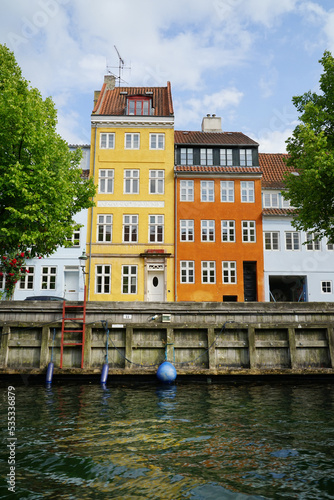 Photography Copenhagen quay seen from the perspective of the boat on the canal