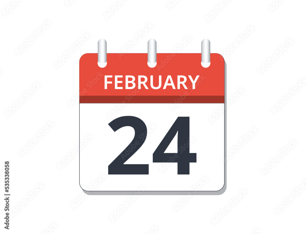 Fototapeta premium February, 24th calendar icon vector
