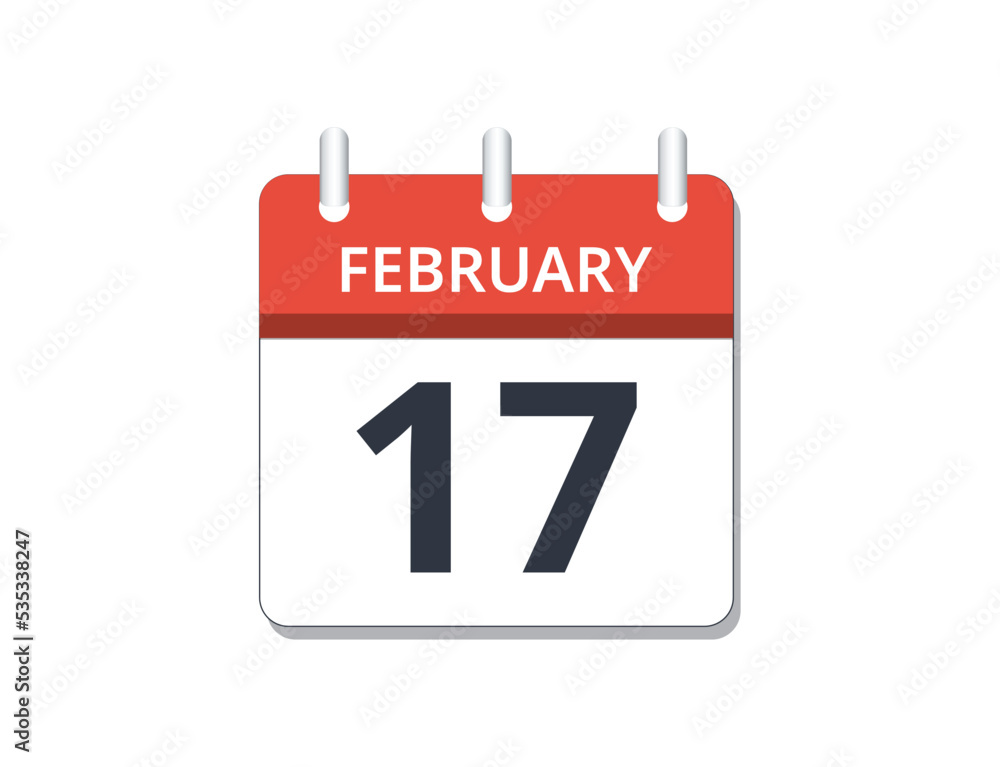 February, 17th calendar icon vector February, 17th calendar icon vector