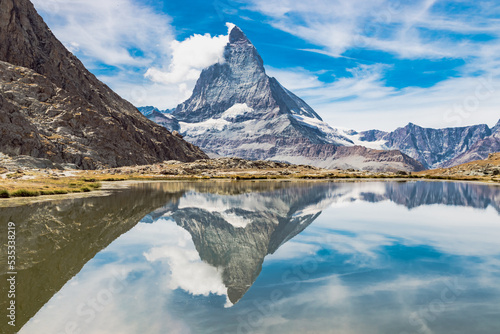 Bild auf Leinwand Reflection of the Matterhorn peak (also known as Cervino or Cervin)
