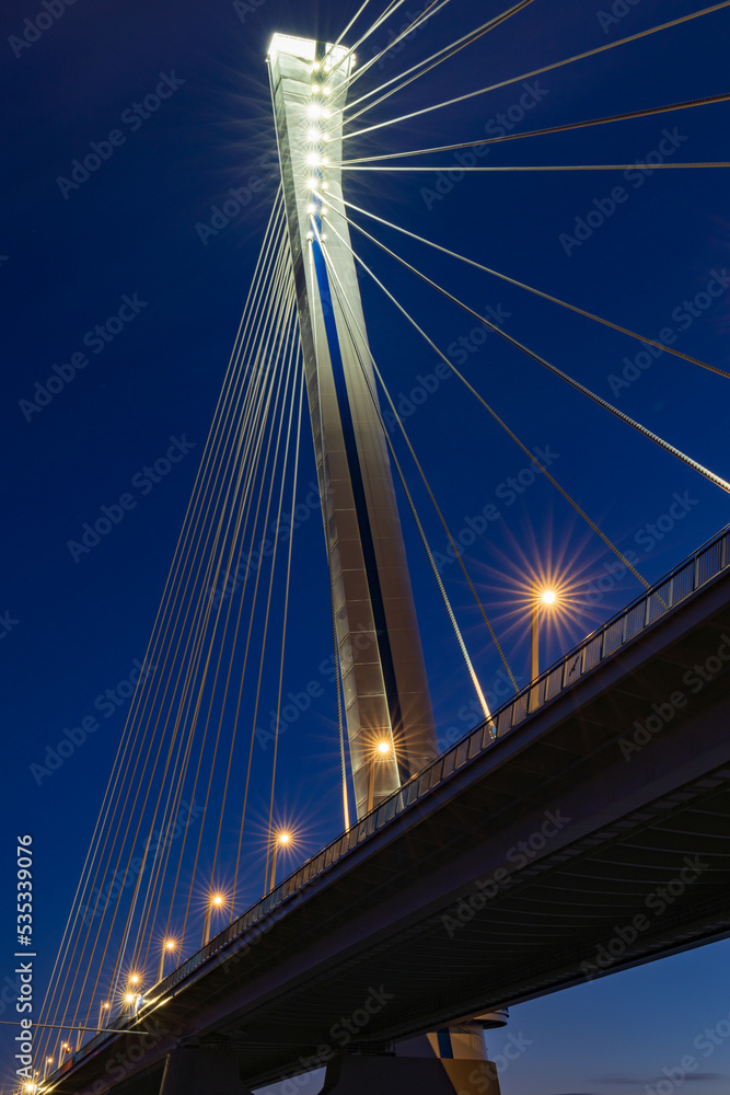 Monostor bridge - newly built Danube bridge between Komárno, Slovakia and Komárom, Hungary. Monostor bridge - newly built Danube bridge between Komárno, Slovakia and Komárom, Hungary.