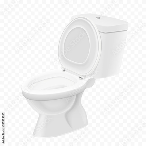 3d realistic vector toilet bowl isolated on alpha transperant background