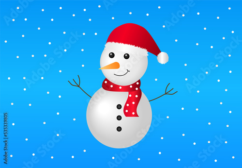 snowman with Christmas hat on blue background © Alice