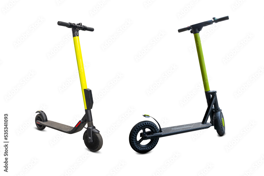 Electric city scooter, urban kick bike. Street motorbike on business transportation background. Rider motorcycle driving fast. Electric city scooter, urban kick bike. Street motorbike on business transportation background. Rider motorcycle driving fast.