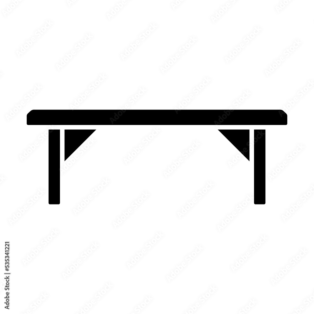 Bench icon. Black silhouette. Front side view. Vector simple flat graphic illustration. Isolated object on a white background. Isolate. Bench icon. Black silhouette. Front side view. Vector simple flat graphic illustration. Isolated object on a white background. Isolate.