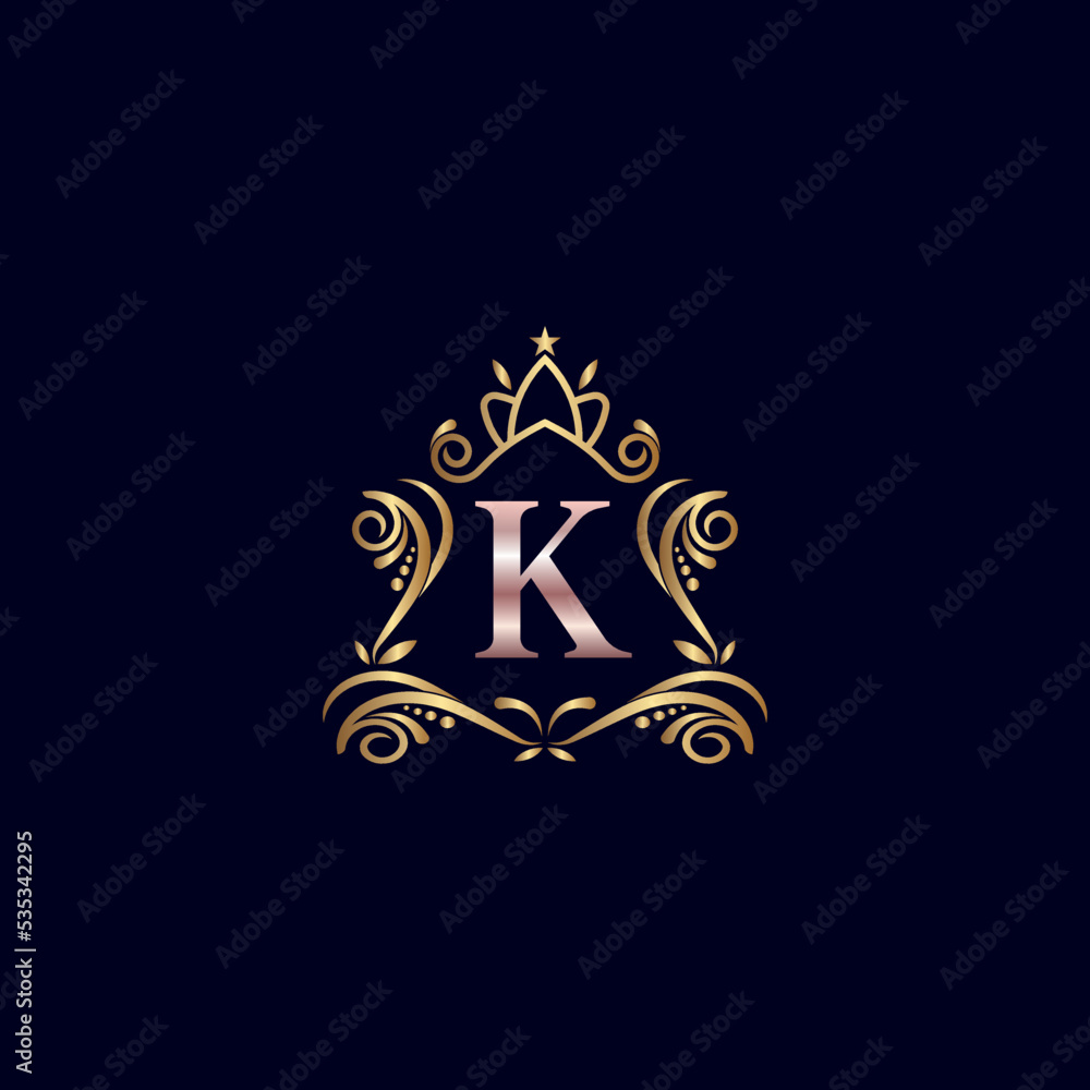 Vintage Monogram Alphabet K Letter