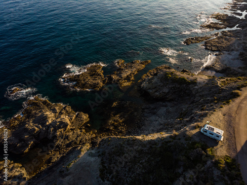 Camper car on coast, Almeria Spain