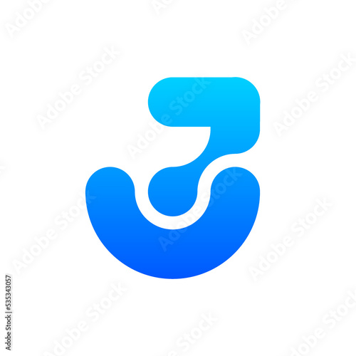 Letter J technology modern logo design