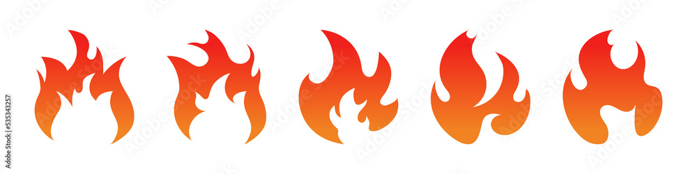Fire flames. Fire icon set. Fire symbols. Vector illustration Fire flames. Fire icon set. Fire symbols. Vector illustration