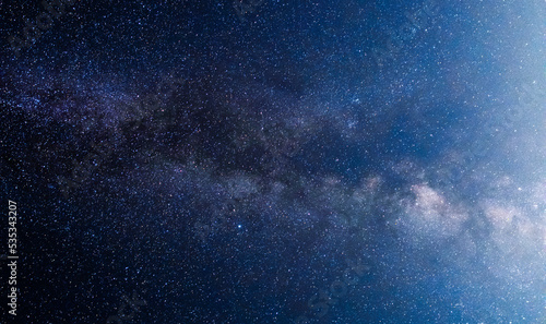 Beautiful bright milky way galaxy. Night photography, starry sky.