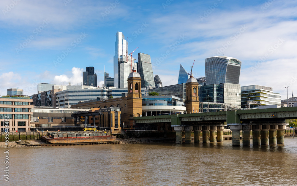 Buildings on the River Thames in London, beautiful cityscape