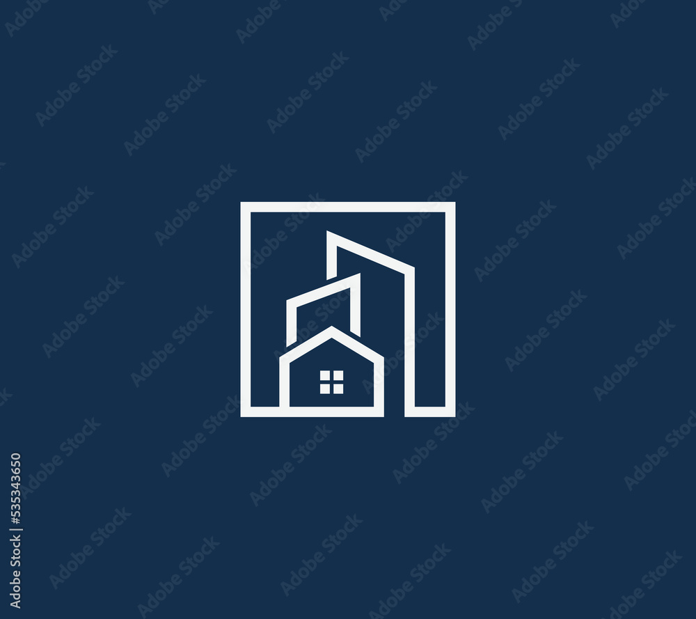 A line art icon logo of a modern house or home / real estate business logo. Modern look logotype. A line art icon logo of a modern house or home / real estate business logo. Modern look logotype.