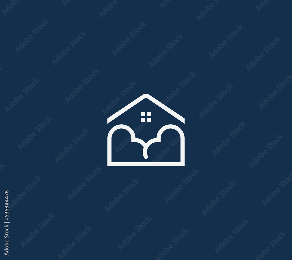 Love home with a eco line art initial based logo Love home with a eco line art initial based logo