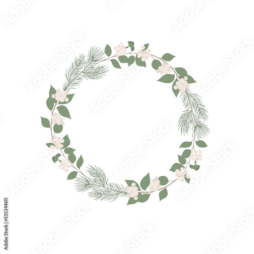Christmas Wreath with Spruce. Vector