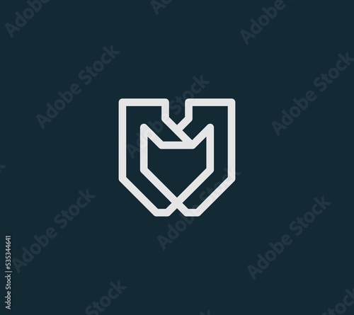 A lline art initail base home fox logo business type.