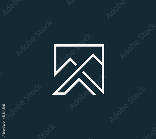 A line art icon logo of a modern house or home / real estate business