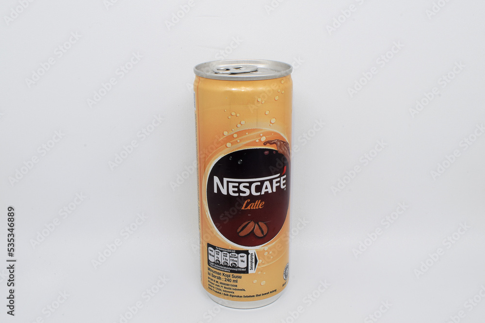 Nescafe coffee can drink photo on a white background on October 4, 2022
