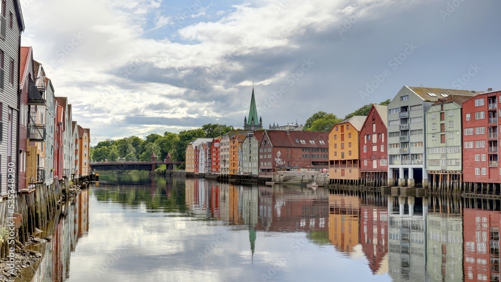 centre ville de Trondheim en Norvège, Gamle Bybro Bryggene i Trondheim