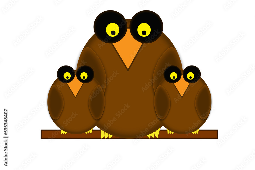 Background with owls on a branch