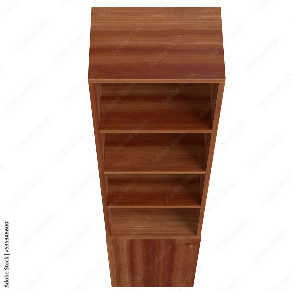 3d rendering illustration of a bookshelf with a bottom drawer 3d rendering illustration of a bookshelf with a bottom drawer