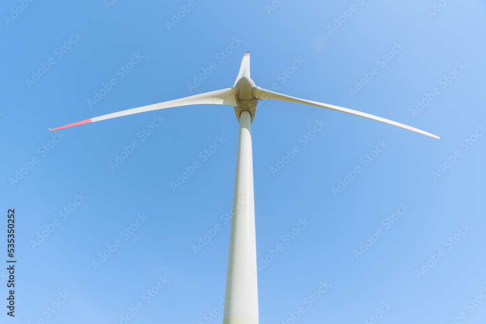 wind turbine blades, view from below wind turbine blades, view from below