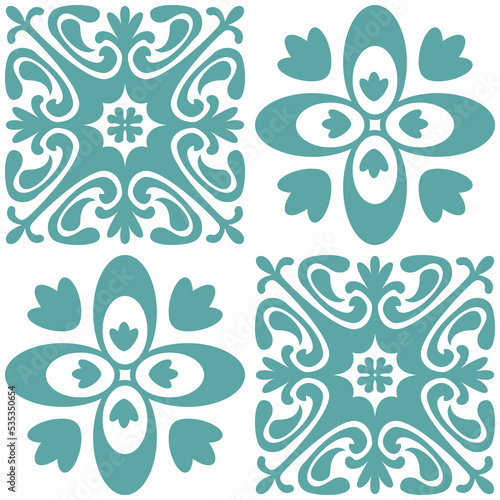Azulejo Spanish design ceramic tile, imitation of traditional Spanish Azulejo style