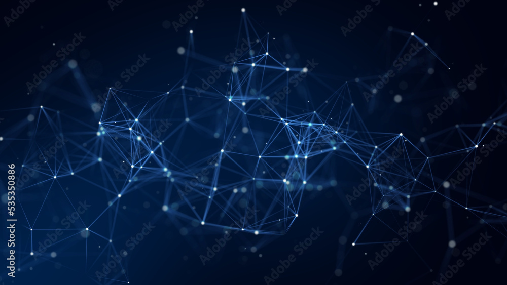 Network connection structure. Digital background with dots and lines. Big data visualization. 3D rendering.