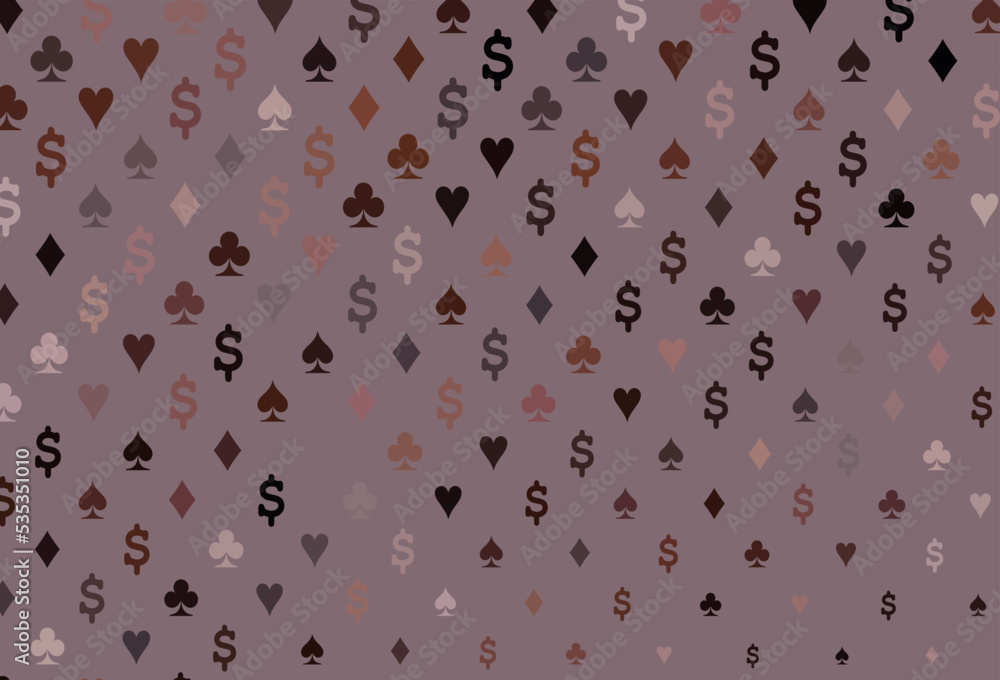 Dark red vector texture with playing cards.