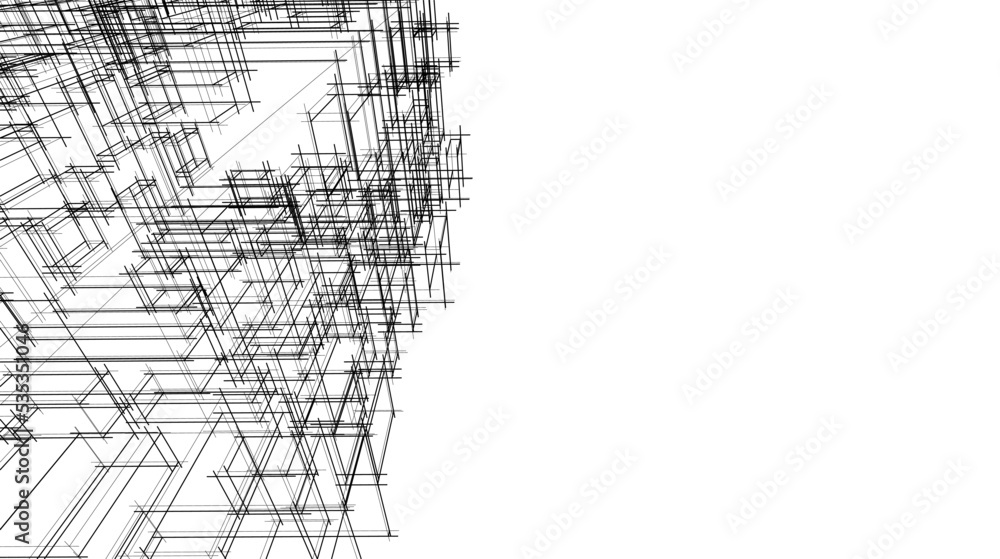 Abstract architectural drawing 3d illustration