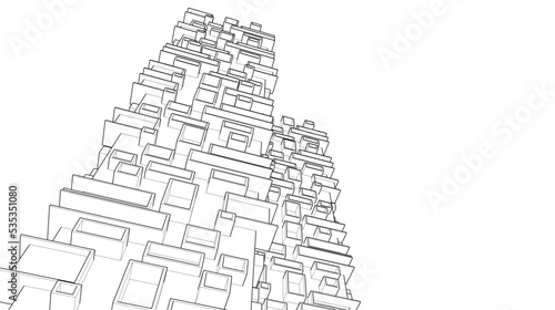 City illustration architectural vector drawing
