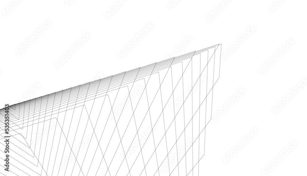 Abstract architectural drawing 3d illustration