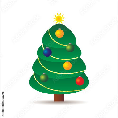 fir tree with decorations for Christmas and New Year holiday