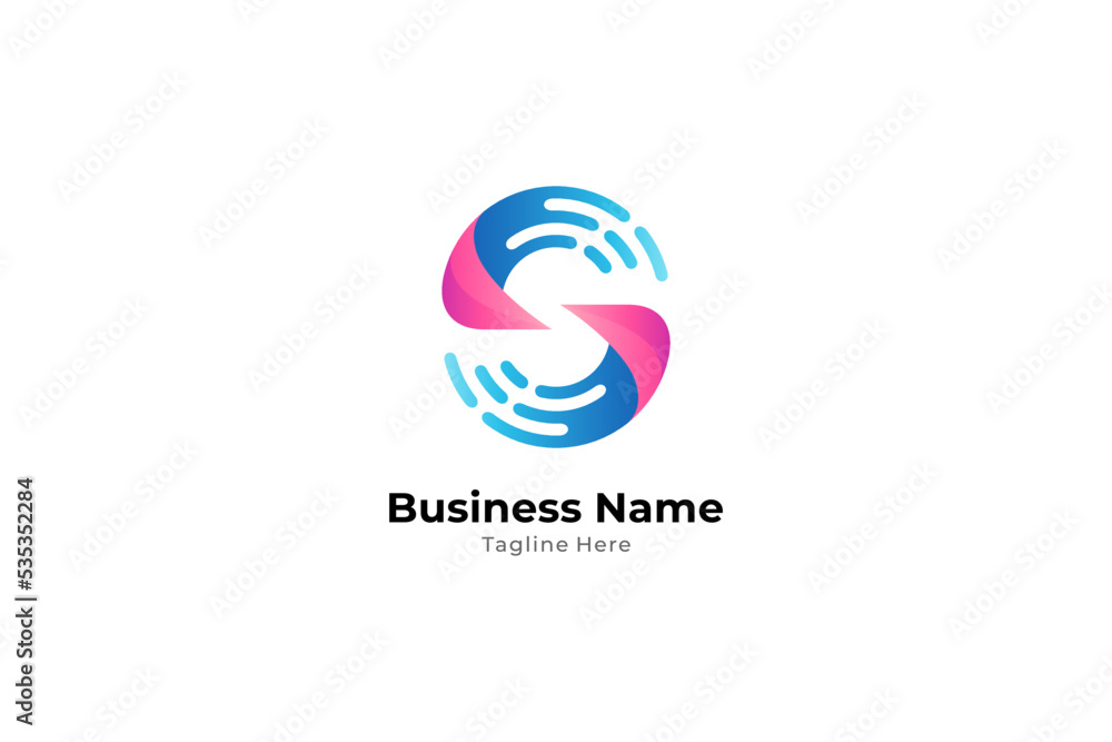 Letter S logo with quick effect round design in simple design Letter S logo with quick effect round design in simple design