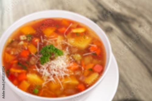defocused abstract background of soupy food dish