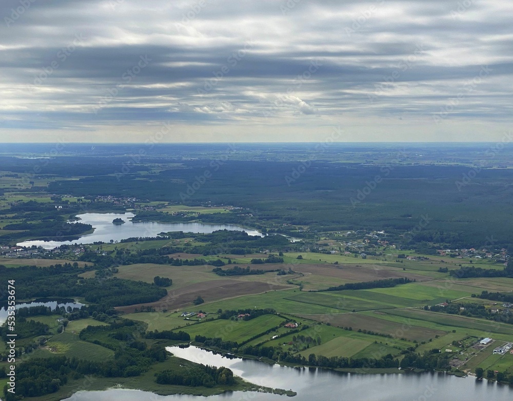 clouds and river aerial photo