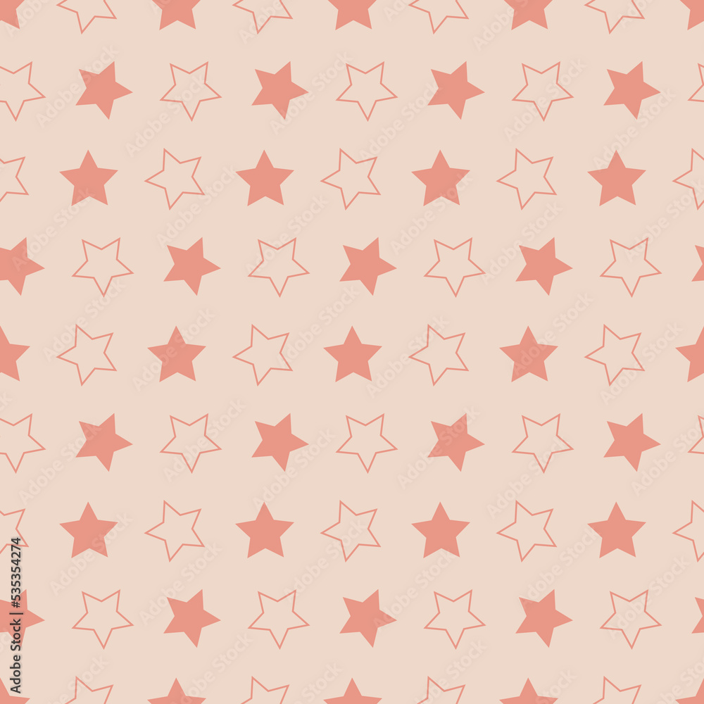 Pink pastel seamless pattern with star, colorful starry sky background