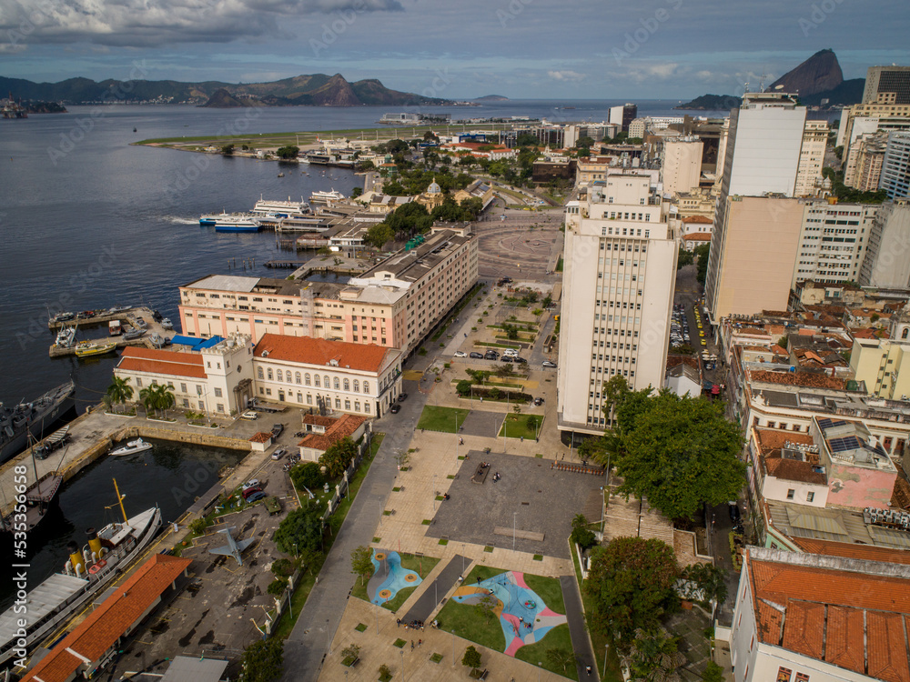 view of the city of rio de janeiro, brazil through the lens of a drone