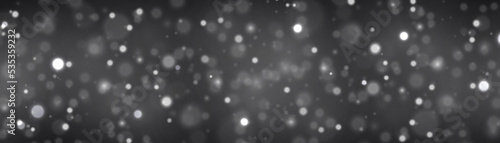 Blur white sparks and glitter special light effect. Fine, shiny bokeh dust particles fall off slightly. Defocused silver sparkle, stars and blurry spots. Magical effect of flickering lights. Vector.