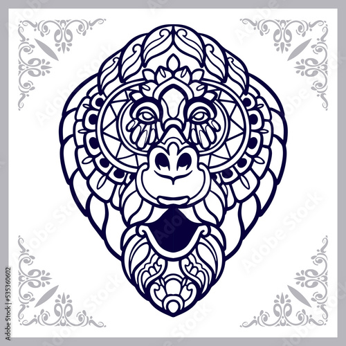 Monkey head mandala arts isolated on white background