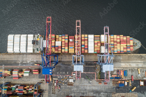 seaport of rio de janeiro, brazil full of ships with many containers for importing products