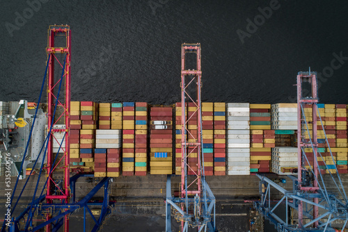 seaport of rio de janeiro, brazil full of ships with many containers for importing products
