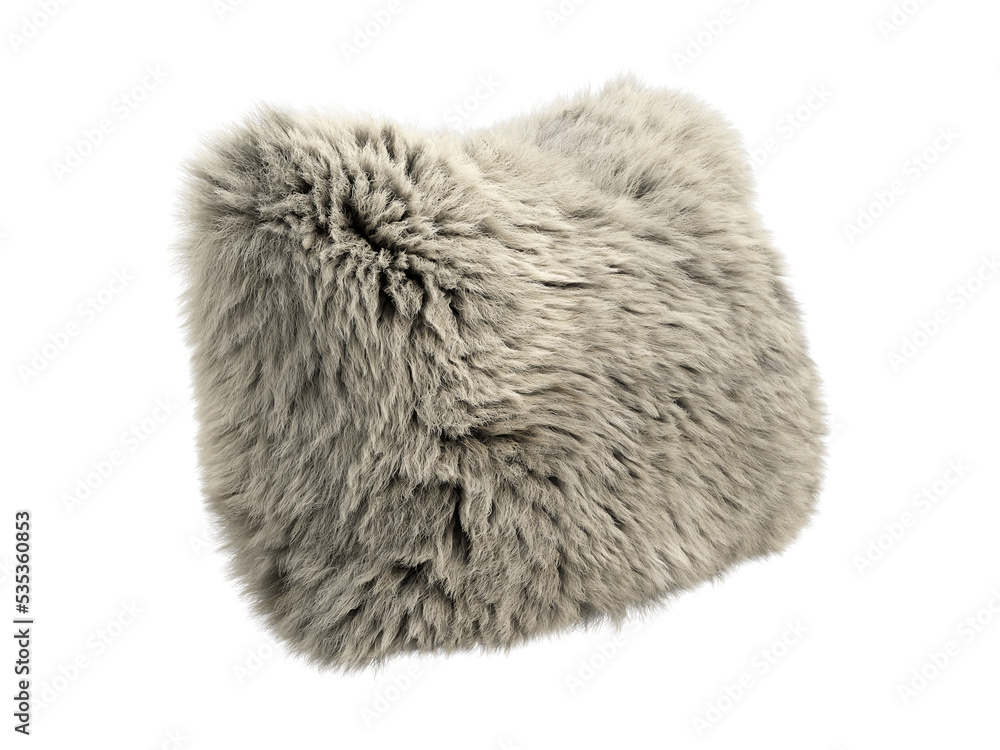 Beige fluffy rectangular eco fur accent pillow. 3d render Beige fluffy rectangular eco fur accent pillow. 3d render