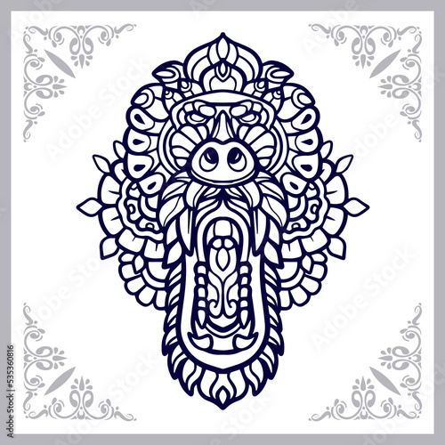 Monkey head mandala arts isolated on white background