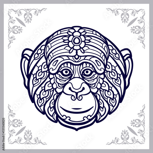 Monkey head mandala arts isolated on white background