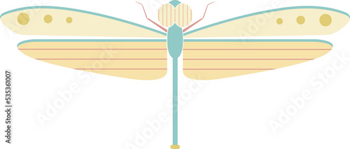 Dragonfly insect. Decorative ornate  design. Geometric insect illustration in flat style