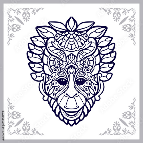 Monkey head mandala arts isolated on white background